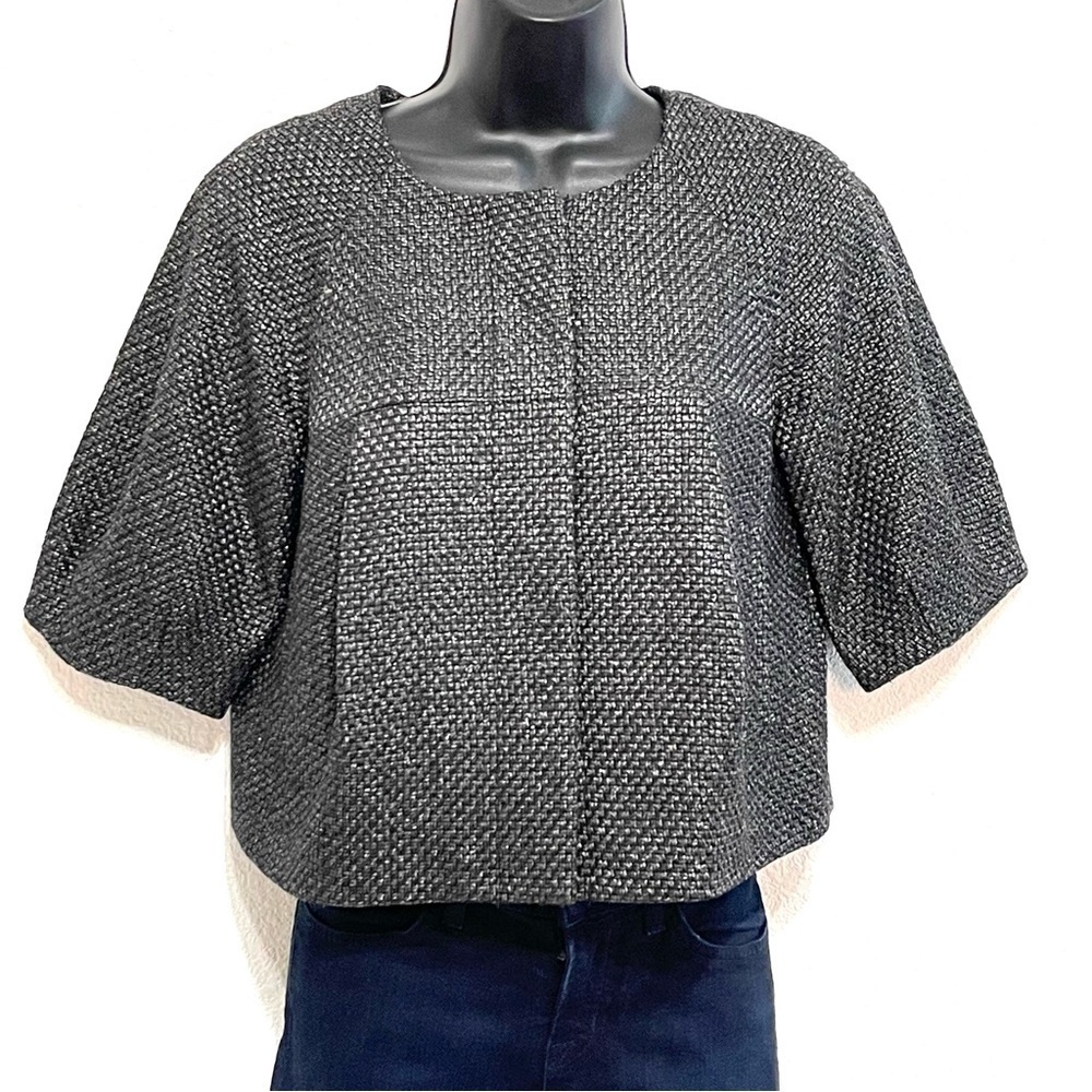 Calvin Klein Woman Black WOOL Cropped Jacket Size XS